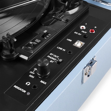 Gramofon w walizce RP118E Fenton wejście/wyjście BT niebieski