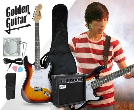 Gitara elektryczna - kompletny zestaw -Golden Guitar STEG-20 Sunburst Stratocaster