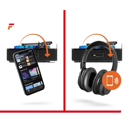 Gramofon RP162LED Fenton wejście/wyjście BT czarny