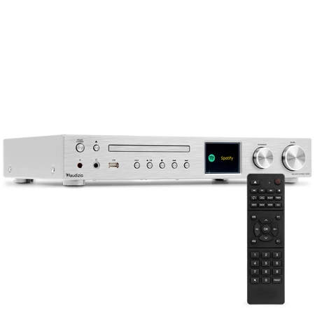 Radio internetowe DAB CD ze wzmacniaczem Bolzano Audizio srebrne