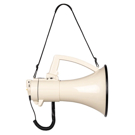 Vonyx MEG120 – Kompletny zestaw megafonu z torbą transportową i 2 akumulatorami litowo-jonowymi – beżowy megafon – 120W