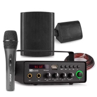 System zewnętrznych czarnych głośników 2 x 5.25" BGO50 z 12V wzmacniaczem mobilnym oraz mikrofonem