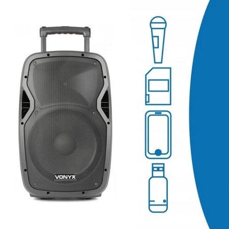 Kolumna mobilna z mikrofonami 600W Vonyx AP1200PA 12"
