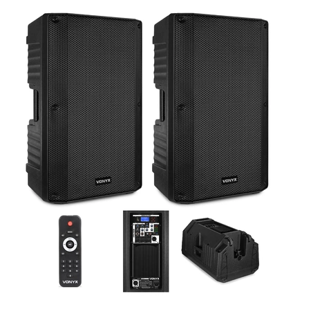 Zestaw aktywnego nagłośnienia 12'' 800W + statywy + okablowanie