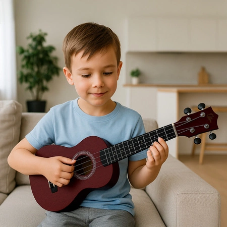 Zestaw: Ukulele sopranowe 21" HRF21 czerwone+ akcesoria Golden Guitar