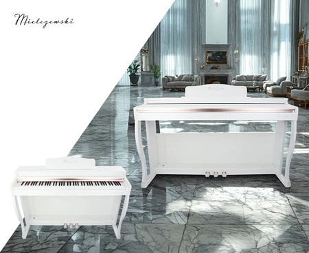 Pianino cyfrowe ze statywem 88 dynamicznych klawiszy NOCTURNO białe Mielczewski