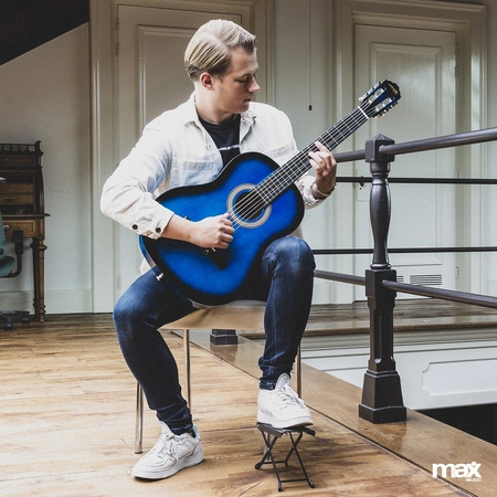 Zestaw: Gitara klasyczna 39'' SoloArt Max kolor niebieskie +statyw gitarowy +stojak na nuty +akcesoria