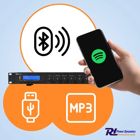 Odtwarzacz multimedialny Power Dynamics PDC90 ze wzmacniaczem DAB+/USB/MP3/BT