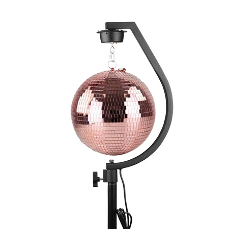 Zestaw: Kula lustrzana 30cm różowa+ statyw z napędem sieciowym + Pinspot LED