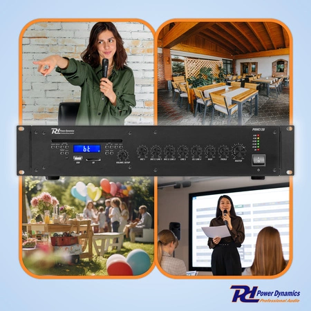 Wzmacniacz miksujący Power Dynamics PRC120 100V z CD 120W