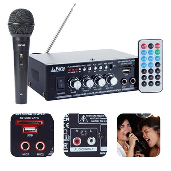 Wzmacniacz karaoke Party Light&Sound PLS1250USB-RC+ mikrofon dynamiczny Fenton DM100