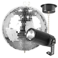 Zestaw: Kula lustrzana 30cm MB30+ napęd sieciowy+ reflektor peflektor  pinspot  LED 5W