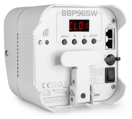 Oświetlacz akumulatorowy LED Uplight Par 6x12W RGBWA-UV z bezprzewodowym DMX - BIAŁY i osłona przeciwdeszczowa