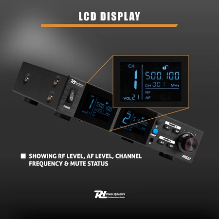 Zestaw mikrofonów bezprzewodowych UHF 2x doreczny + stacja Power Dynamics