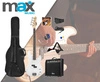 Zestaw; Gitara elektryczna basowa GigKit biała+ wzmacniacz statyw akcesoria