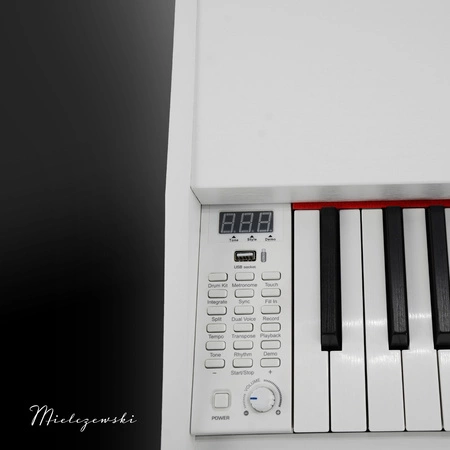 Pianino cyfrowe 88 dynamicznych klawiszy ze statywem ARIA II białe Mielczewski