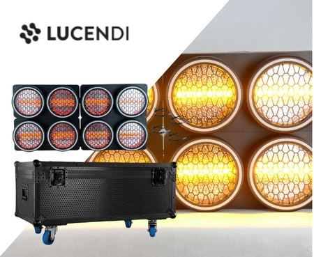 Zestaw: 4x reflektor retro LED RGB COB Lucendi R2 + Case