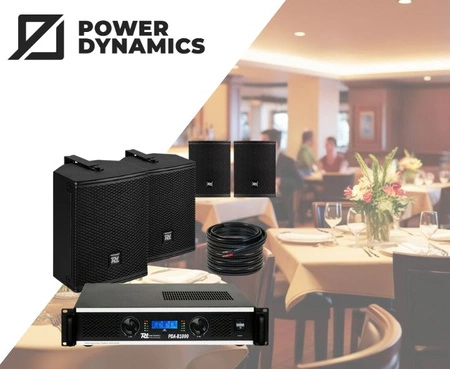 Zestaw 4 głośników ściennych PDW6B 6.5" do montażu w restauracji – kolor czarny