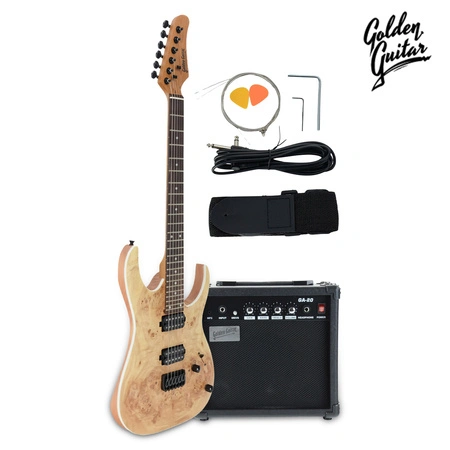 Gitara elektryczna - kompletny zestaw -Golden Guitar PSG-3 Naturalny