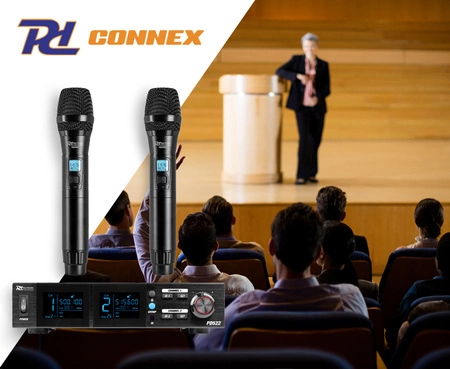 Zestaw mikrofonów bezprzewodowych UHF 2x doreczny + stacja Power Dynamics