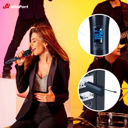 Zestaw 2 mikrofonów bezprzewodowych dorecznych UHF z odbiornikiem Audioport MV2