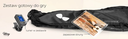 Zestaw: Ukulele sopranowe Max UKEY brązowe+ tuner dwie kostki struny pokrowiec