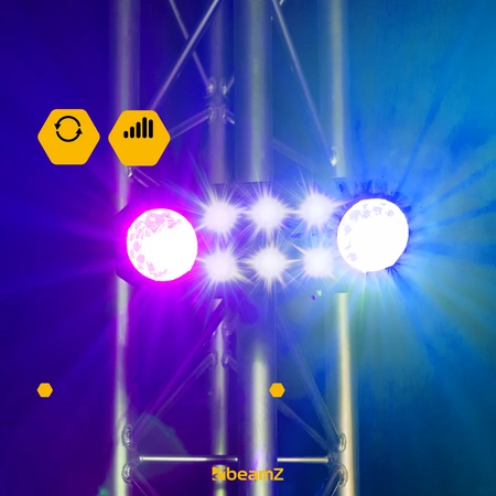 Zestaw: Wytwornica dymu 500W pilot+ płyn gratis+ reflektor LED RGBAWP StrobeMoon 2 w 1