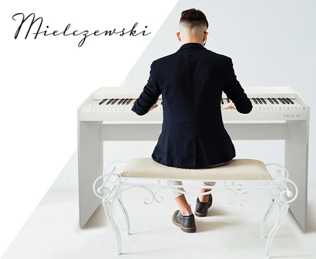 Pianino cyfrowe 88 dynamicznych klawiszy ze statywem ARIA II białe Mielczewski