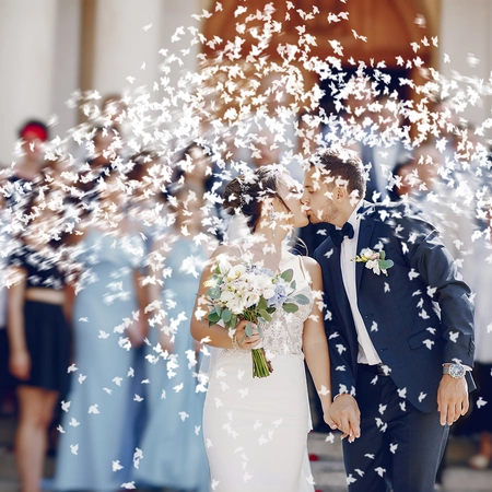 Tuba - wyrzutnia konfetti 20 cm - białe gołębie