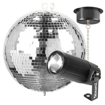 Zestaw: Kula lustrzana 30cm MB30+ napęd sieciowy+ reflektor peflektor  pinspot  LED 5W