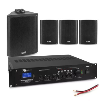 Zestaw czarnych głośników naściennych 4 x 6.5" BC65V z wzmacniaczem