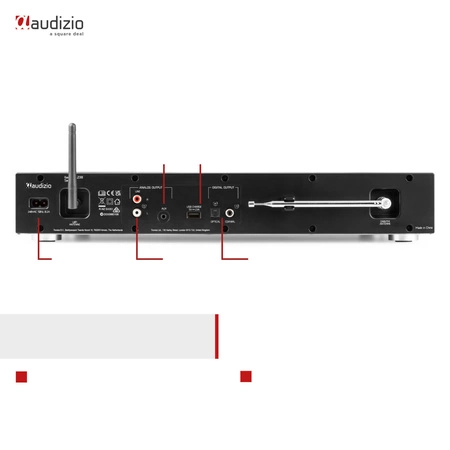 Zestaw Audizio: 2-kanałowy wzmacniacz HiFi 2x 200W+ radio internetowe Adria WiFi DAB+ BT Audizio