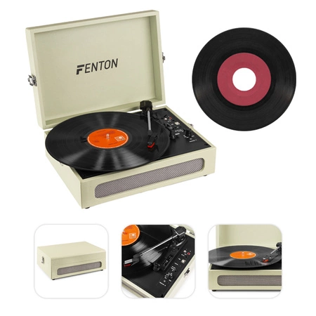 Gramofon w walizce RP118C Fenton wejście/wyjście BT zielony
