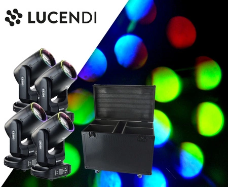 Zestaw: 4x Głowa ruchoma LB200 Beam 200W LED Lucendi+ dedykowane case