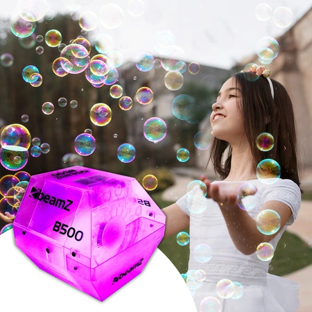 Zestaw: Wytwornica baniek LED RGB B500 BeamZ+ płyn do baniek 1l