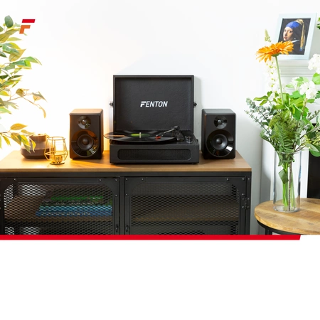 Gramofon w walizce RP118B Fenton wejście/wyjście BT czarny