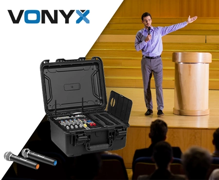 Powermikser 6-kanałowy 2x mikrofon UHF case VMA106 Vonyx