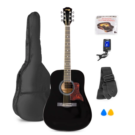 Zestaw: Gitara akustyczna Max Solojam Western czarna + akcesoria