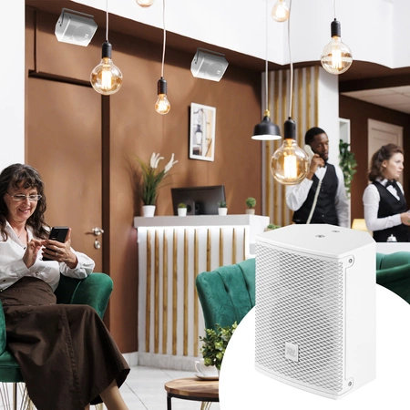 Zestaw: Kolumna pasywna 5" biała+ uchwyt ścienny obracany