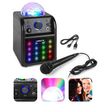 Głośnik bluetooth karaoke czarny z efektem LED SBS50B