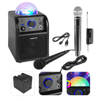 Głośnik karaoke kula LED SBS50B BT czarny+ mikrofon bezprzewodowy