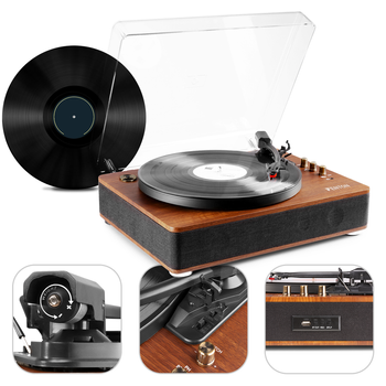 Gramofon RP162D Fenton HQ BT ciemne drewno+ winyl gratis