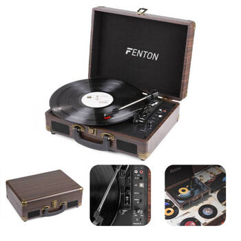 Gramofon w walizce RP115B Fenton brązowy