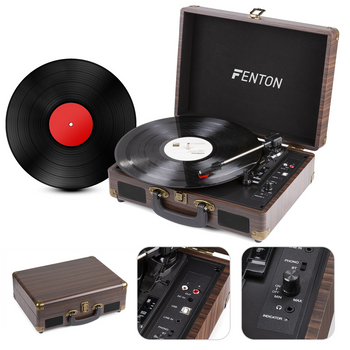 Gramofon w walizce RP115B Fenton brązowy+ winyl gratis