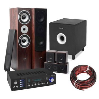 Kompletny zestaw surround Fenton kino domowe 5.1 Bluetooth subwoofer 10'' wzmacniacz Fenton