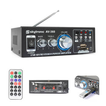 Wzmacniacz 2x 40W FM USB SD SkyTronic AV360