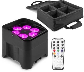 Zestaw 4 oświetlaczy bateryjnych BBP96S LED 6x12W z bezprzewodowym DMX + dedykowany soft case