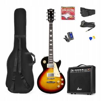 Zestaw: Gitara elektryczna GigKit w stylu LP sunburst+ wzmacniacz+ akcesoria