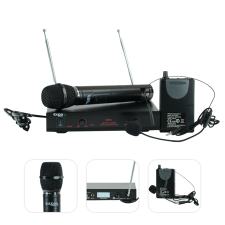 Bezprzewodowy zestaw mikrofonowy Ibiza VHF2H