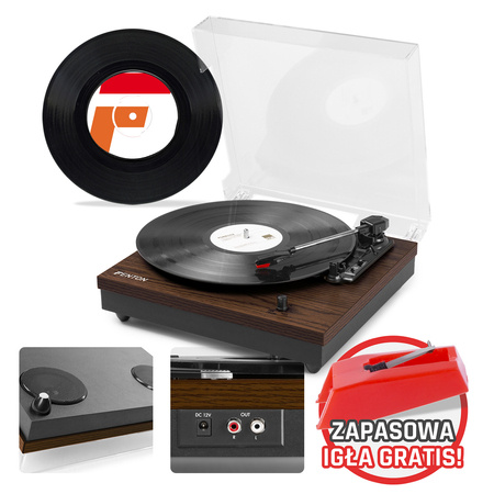 Gramofon RP112D Fenton głośniki BT ciemne drewno+ winyl+ zapasowa igła gratis